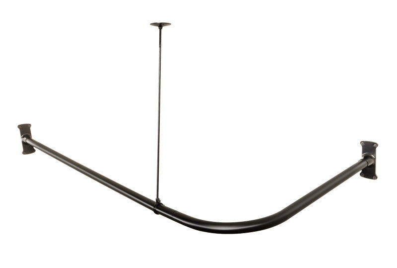 Artiwell L Shaped Shower Curtain Rod, Bathroom Bathtub Corner Shower Curtain Rod with Ceiling Support (MATT BLACK) - Image 2